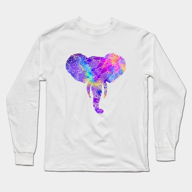 Rainbow Mandala Pattern Elephant Long Sleeve T-Shirt by ZeichenbloQ